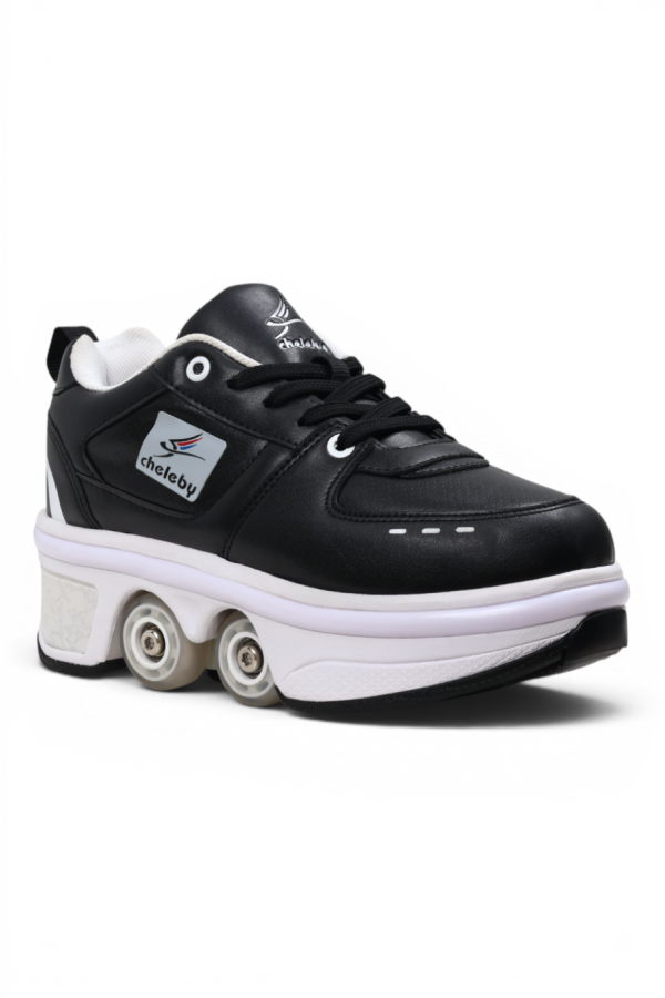 Sneaker Siyah Beyaz Tekerlekli Ayakkabı — Paten Ayakkabı Siyah Beyaz | Laykids