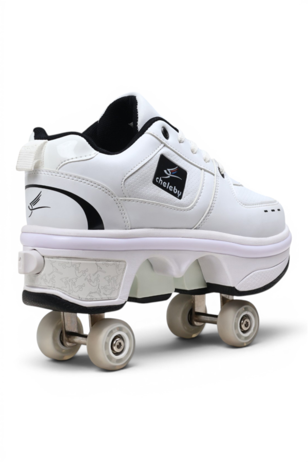 Sneaker Beyaz Siyah Tekerlekli Ayakkabı — Paten Ayakkabı Beyaz Siyah | Laykids