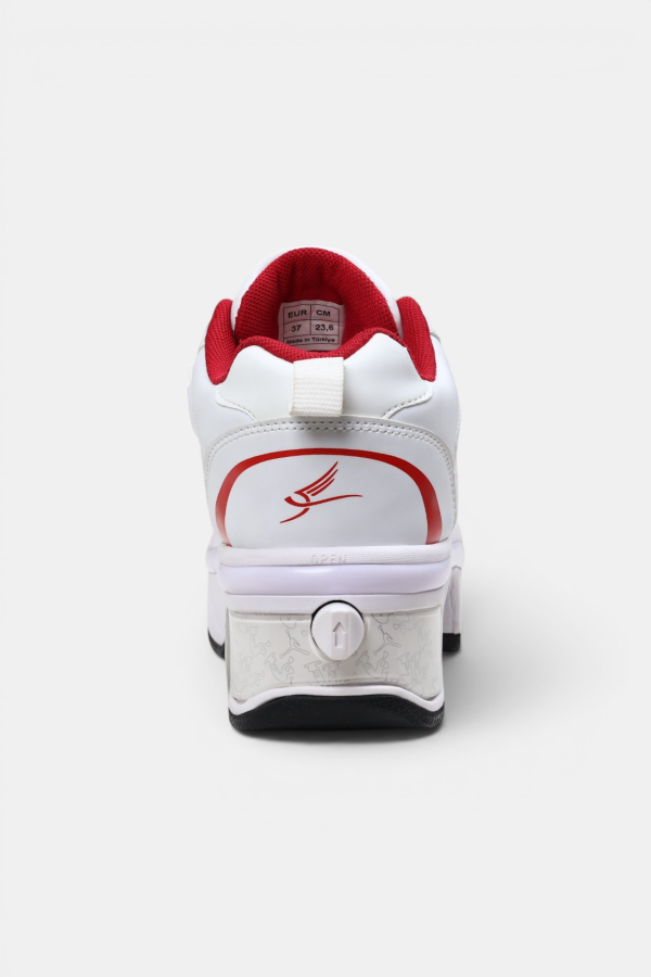 Sneaker Beyaz Kırmızı Tekerlekli Ayakkabı — Paten Ayakkabı Beyaz Kırmızı | Laykids