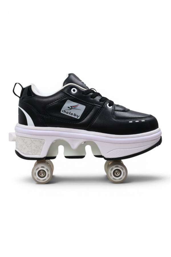 Sneaker Siyah Beyaz Tekerlekli Ayakkabı — Paten Ayakkabı Siyah Beyaz | Laykids