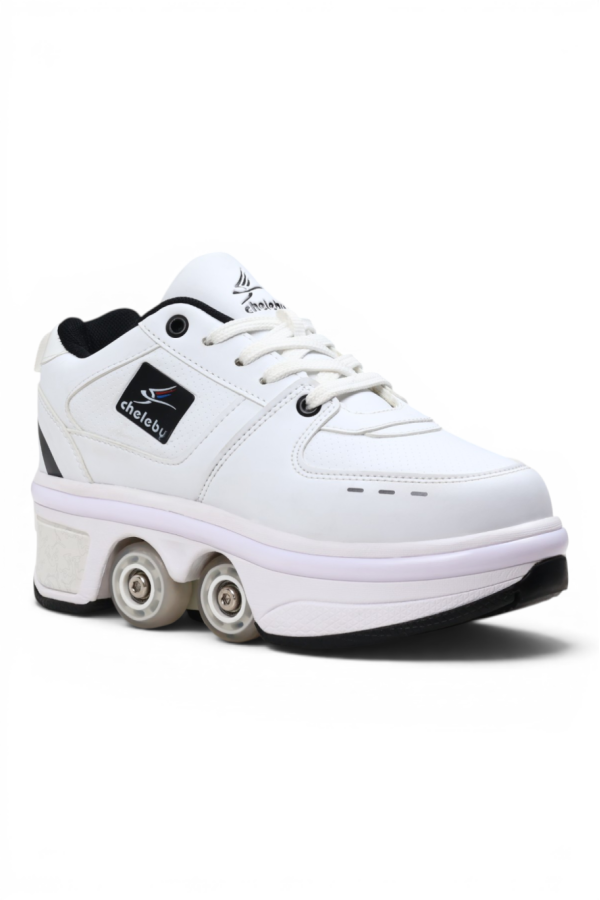 Sneaker Beyaz Siyah Tekerlekli Ayakkabı — Paten Ayakkabı Beyaz Siyah | Laykids