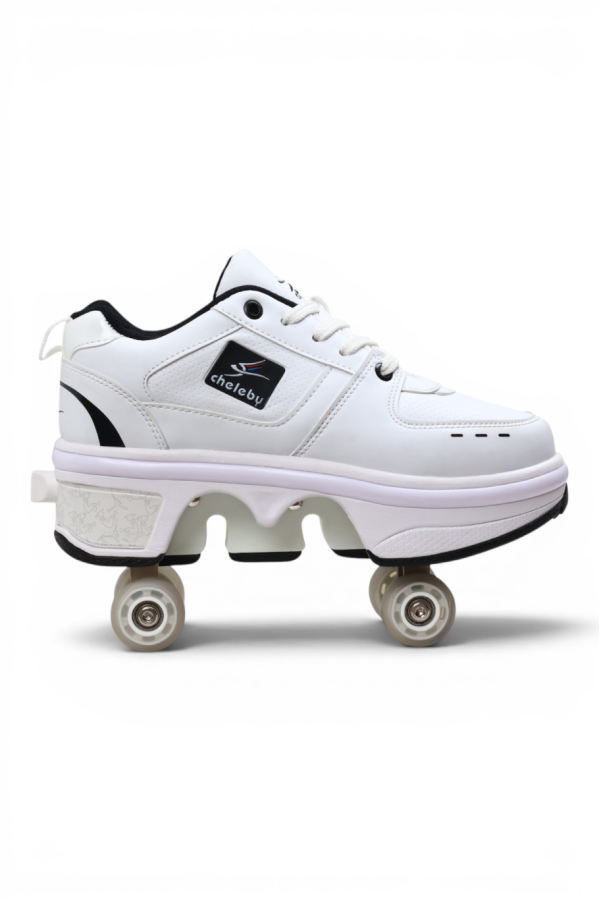 Sneaker Beyaz Siyah Tekerlekli Ayakkabı — Paten Ayakkabı Beyaz Siyah | Laykids