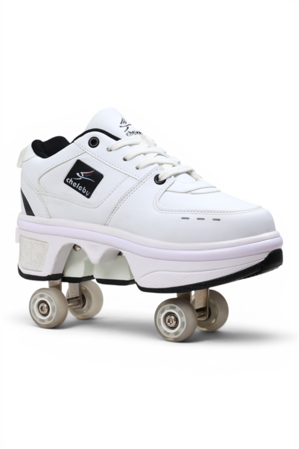 Sneaker Beyaz Siyah Tekerlekli Ayakkabı — Paten Ayakkabı Beyaz Siyah | Laykids